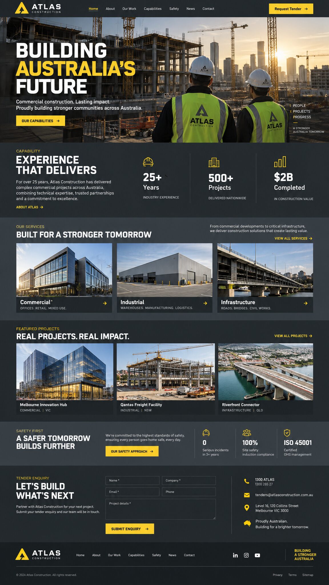 Full-length Atlas Construction homepage design
