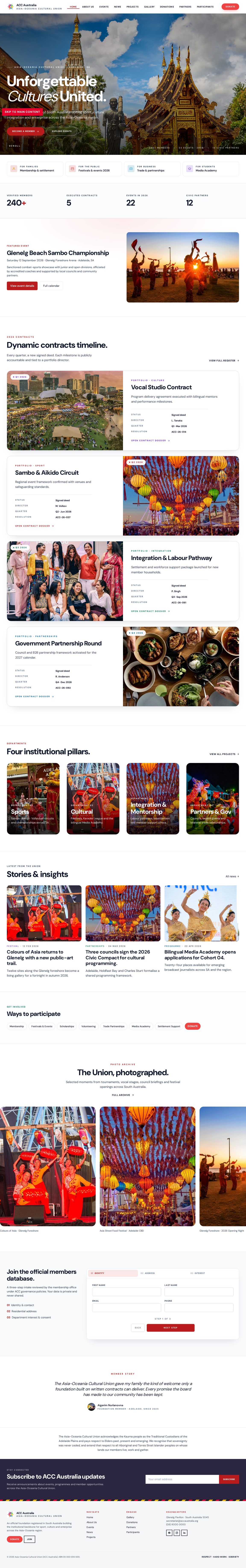 Full-length ACC Australia homepage design
