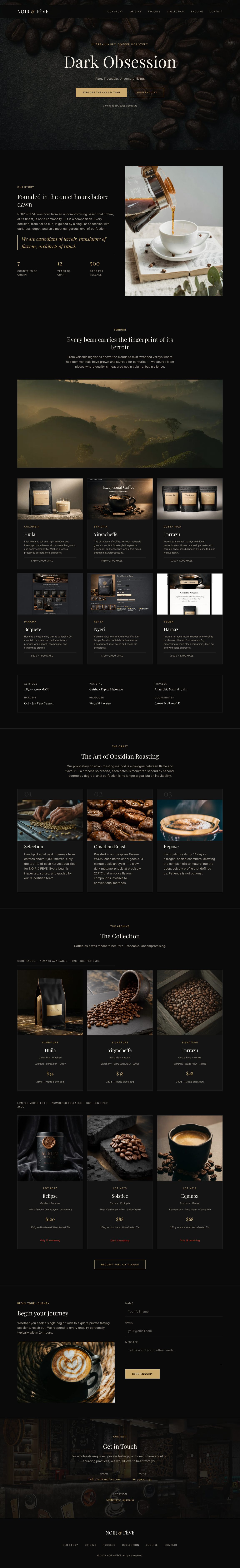 Full-length NOIR & FÈVE homepage design