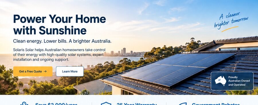 Solaris Solar hero section close-up